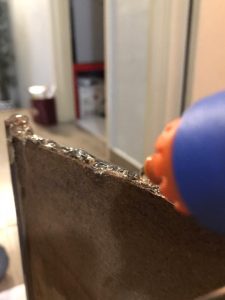 toilet mirror - apply hot glue