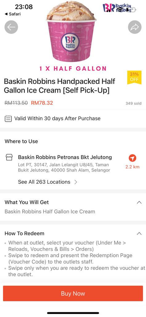 Baskin Robbins Promotion 31% OFF Every Month Buy at Shopee