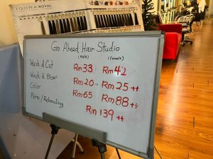 price list go ahead hair studio