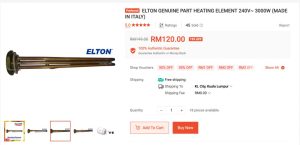 elton water heater heating element made in italy at shopee
