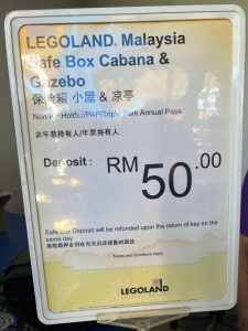 Legoland Johor - safety box deposit RM50