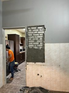 putting bricks to cover the window