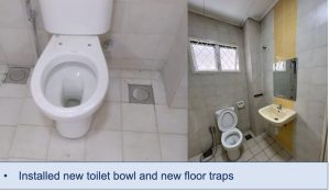 denai alam repair renovation - new toilet bowl n floor traps