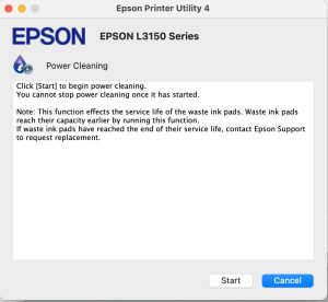 epson L3150 power cleaning warning notice