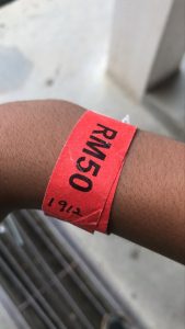 wrist band ticket